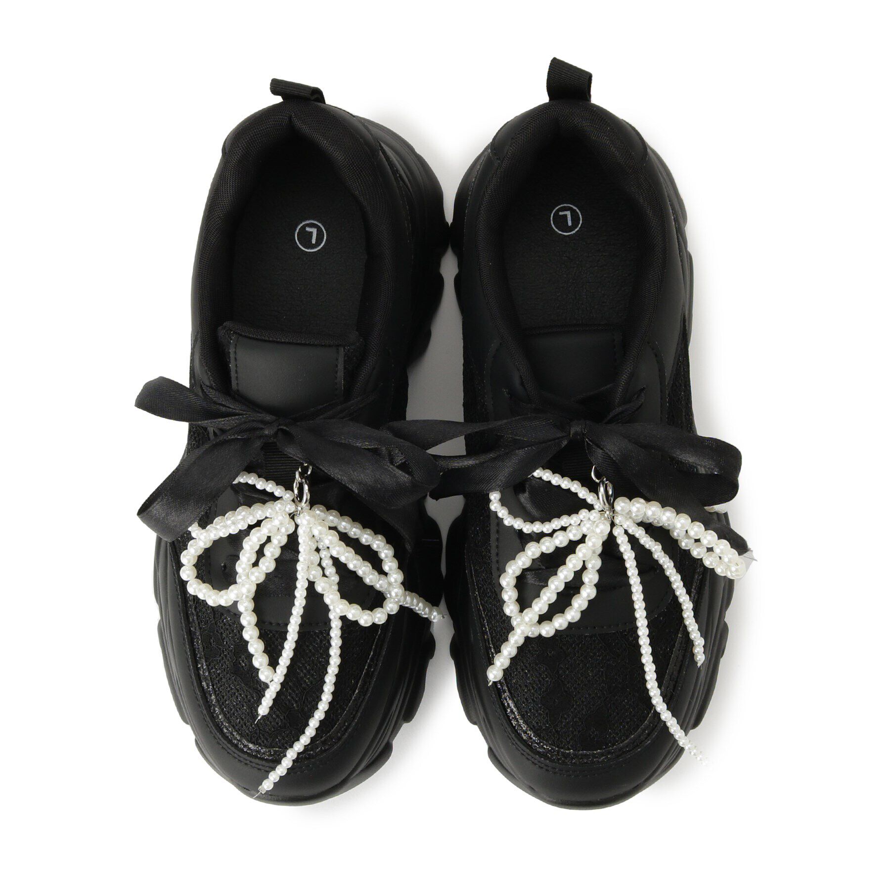 csT&P「厚底パール調付きレーススニーカー」|スニーカー|