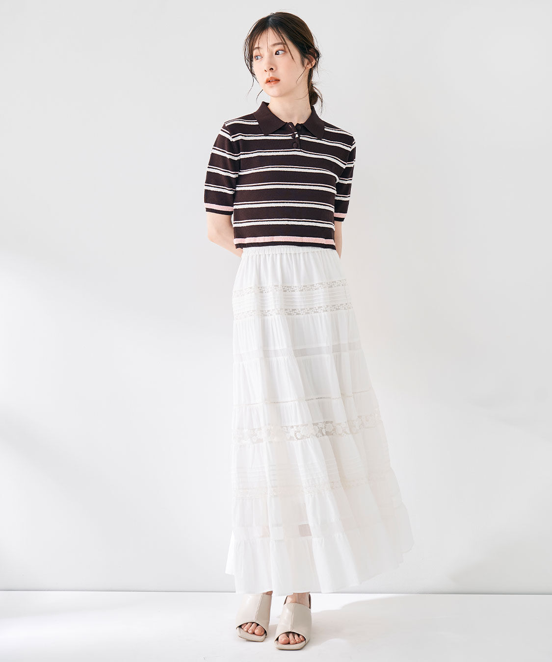 COCO DEAL「レース切替ティアードスカート」|スカート|