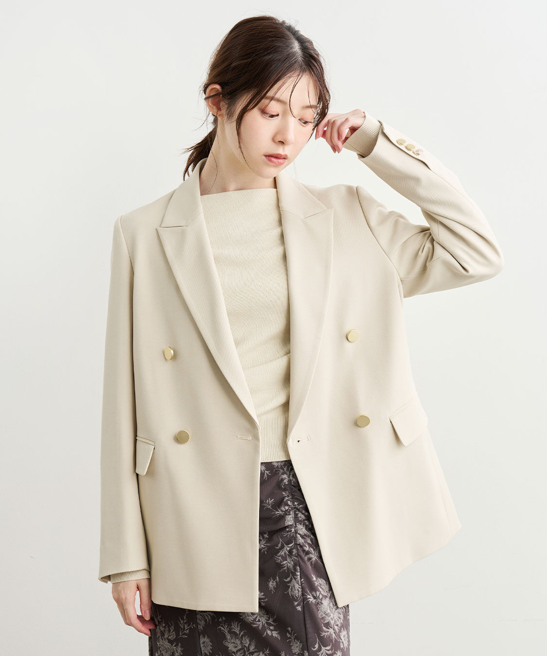 LARDINI コーデュロイ ダブルブレストジャケット ベージュ LARDINI コーデュロイ ダブルブレストジャケット ベージュ 工場 直営