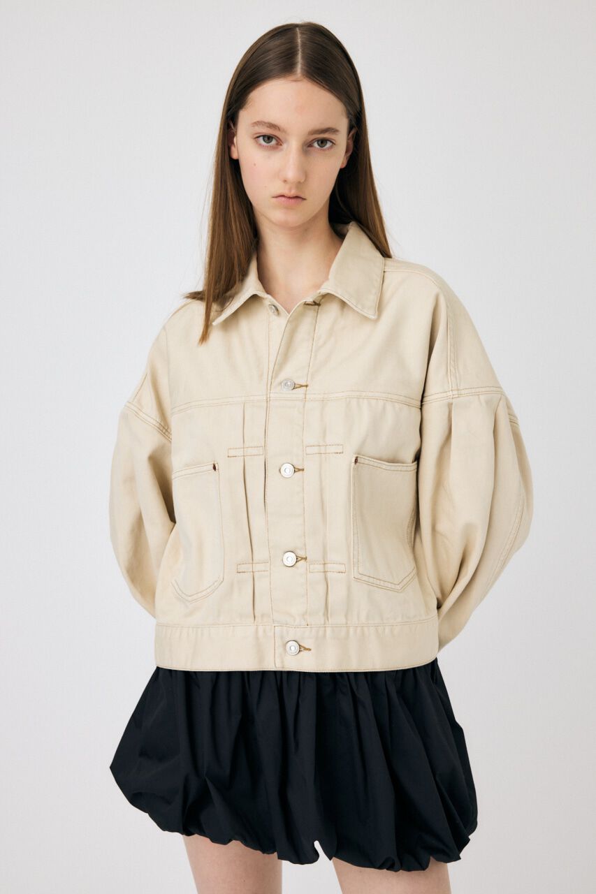 MOUSSY「TUCK SLEEVE デニムジャケット」|デニムジャケット|ECRU