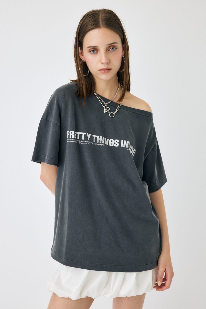 MOUSSY「ONE SHOULDER TEE」|Tシャツ・カットソー|L/BLK1