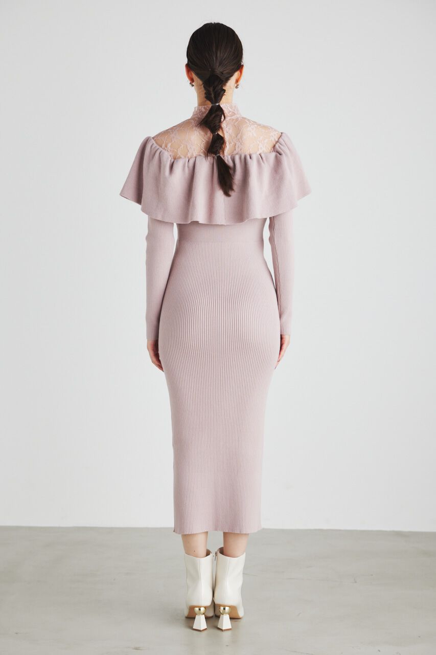 rienda「チュールコンビフリルKnit OP」|ワンピース|