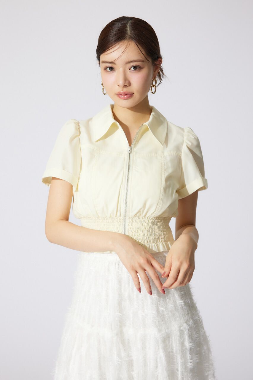 rienda「ウエストシャーリングZIPブラウス」|シャツ・ブラウス|L/YEL1