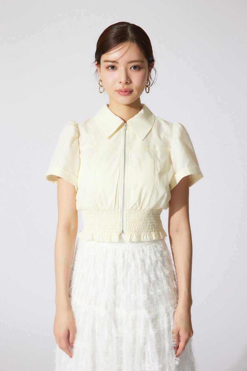 rienda「ウエストシャーリングZIPブラウス」|シャツ・ブラウス|