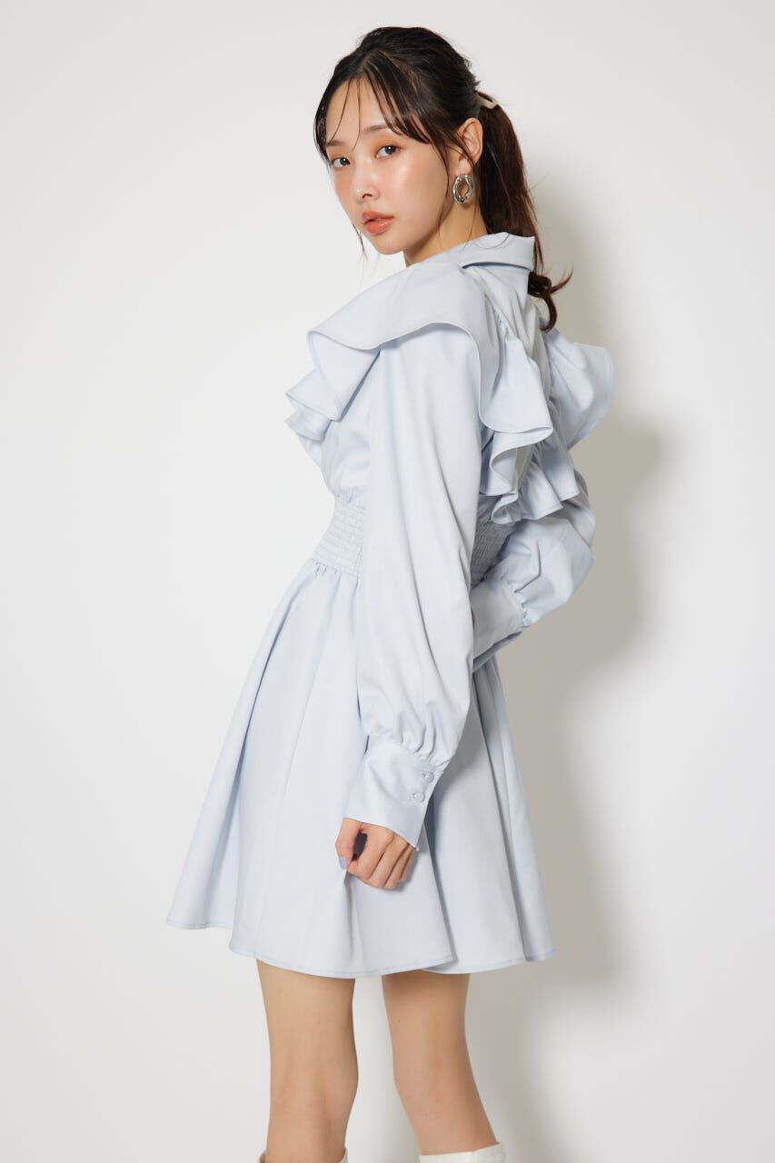 rienda「フロントZIPフリルミニシャツワンピース」|ワンピース|