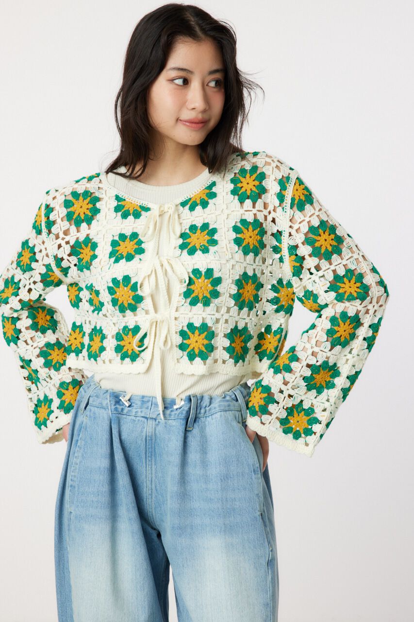 RODEO CROWNS「FLOWERクロシェニットボレロ」|その他|柄WHT5