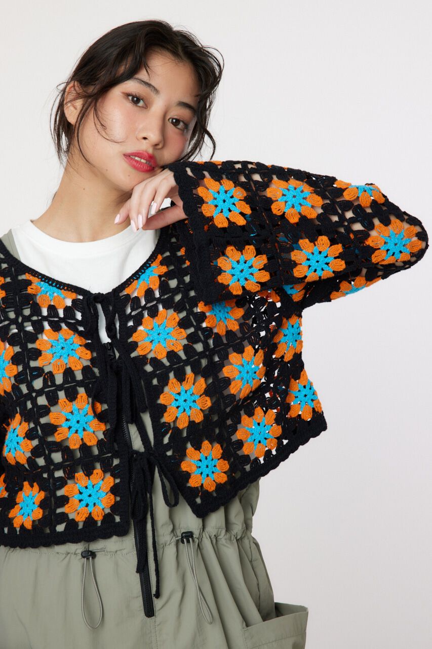 RODEO CROWNS「FLOWERクロシェニットボレロ」|その他|柄BLK5