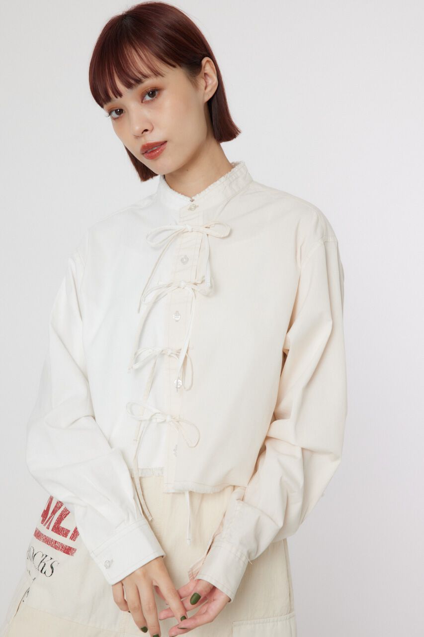 RODEO CROWNS「リボンクロップドシャツ」|シャツ・ブラウス|WHT