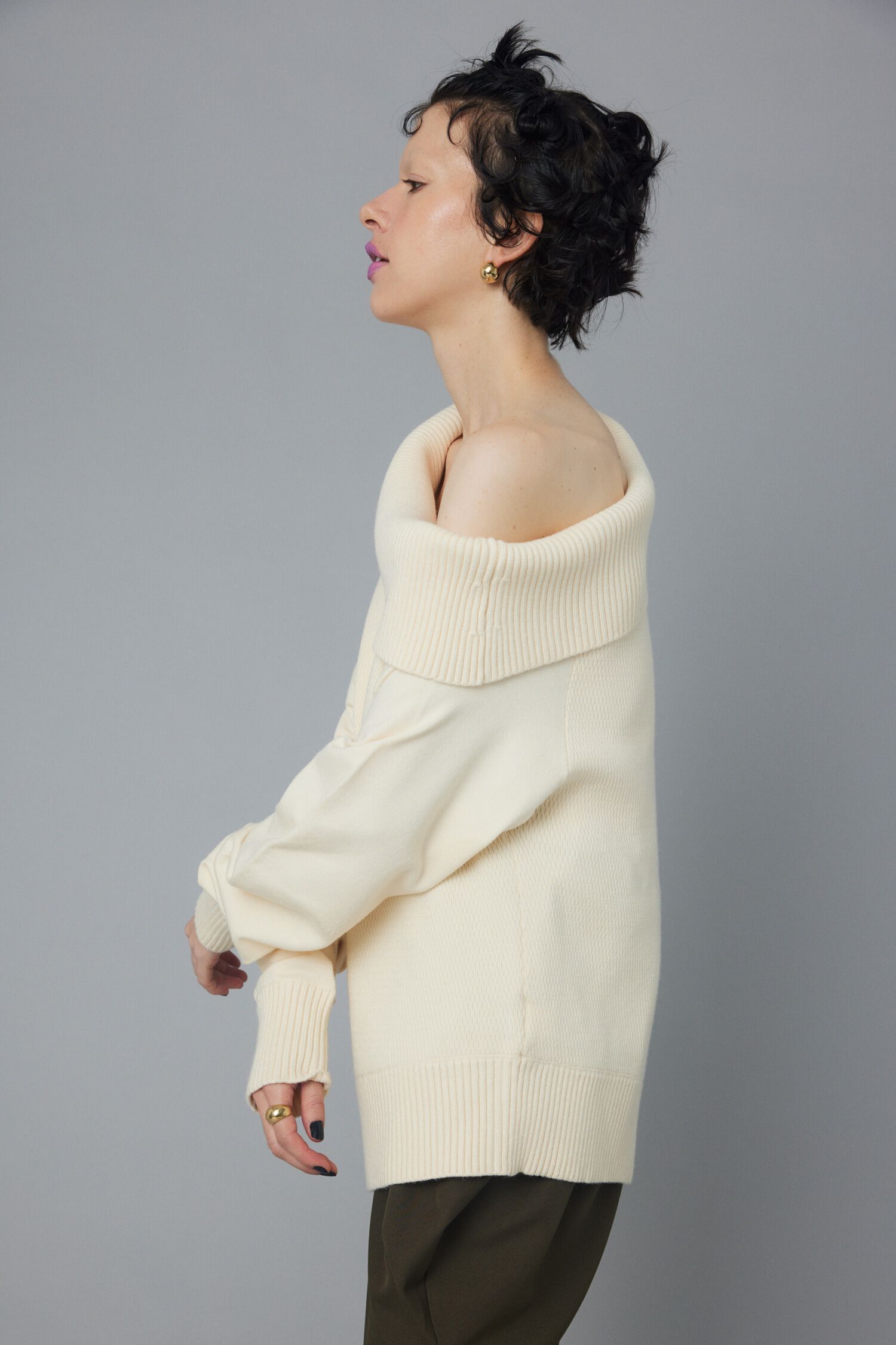 HeRIN.CYE「Thermal off shoulder tops」|ニット・セーター|