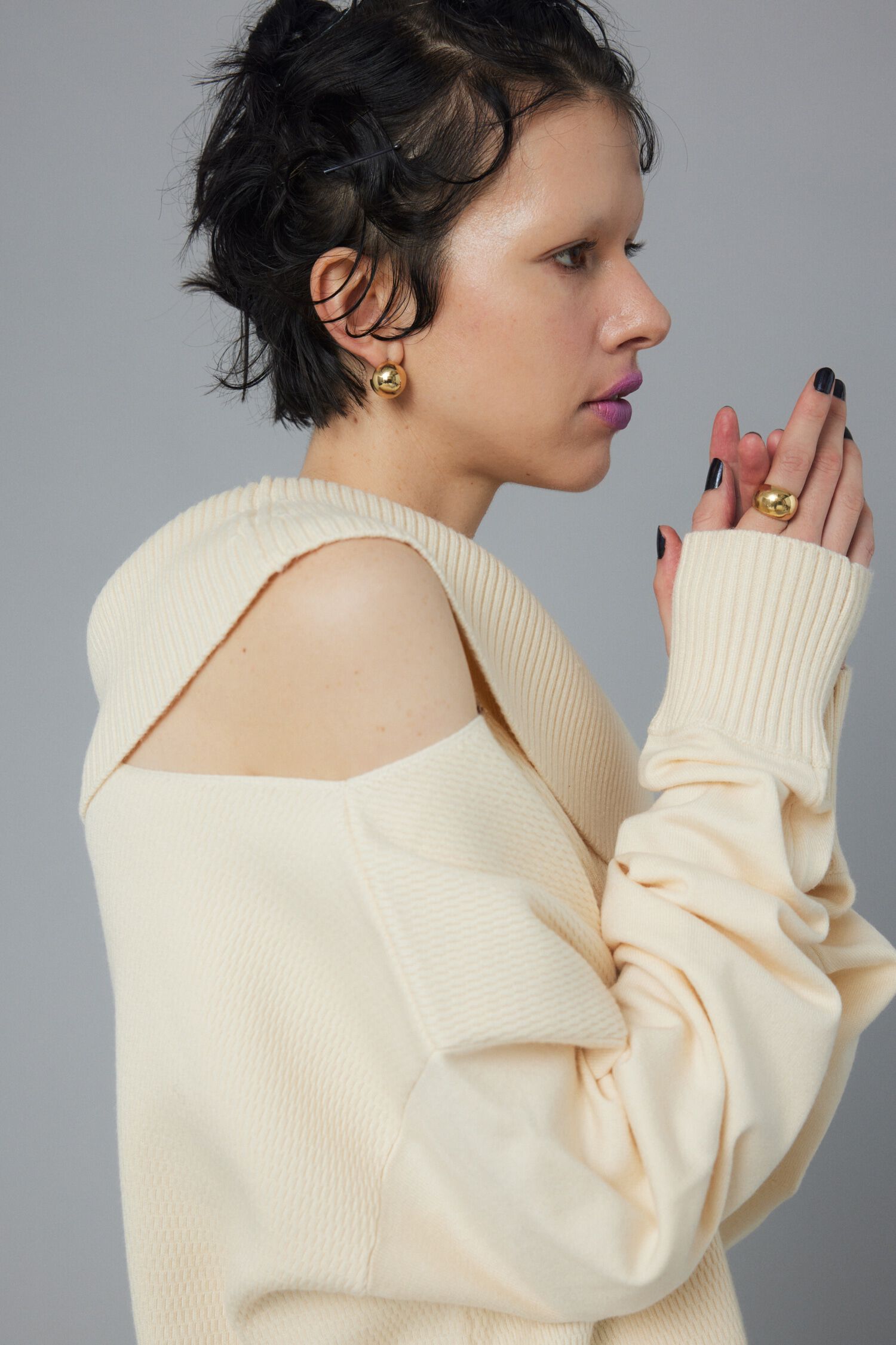 HeRIN.CYE「Thermal off shoulder tops」|ニット・セーター|