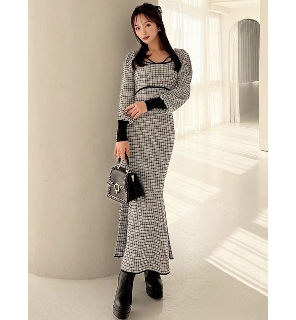 RESEXXY「バイカラーツイードマーメイドワンピース」|ワンピース|