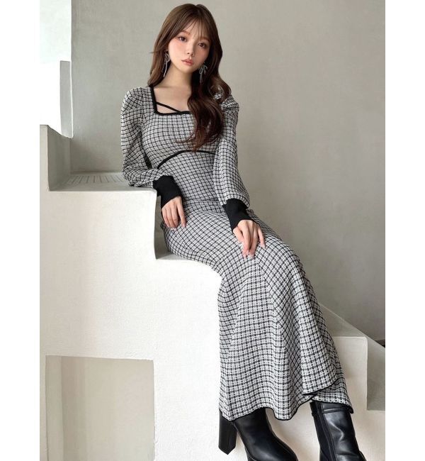 RESEXXY「バイカラーツイードマーメイドワンピース」|ワンピース|