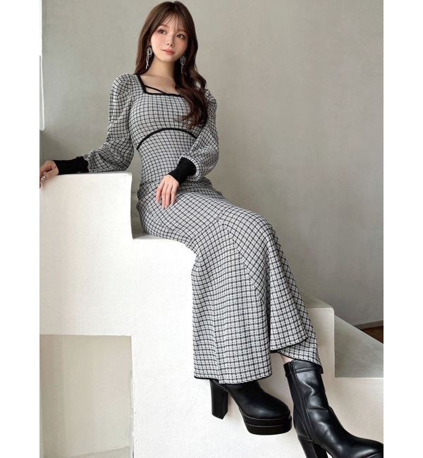 RESEXXY「バイカラーツイードマーメイドワンピース」|ワンピース|