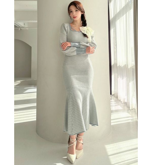 RESEXXY「バイカラーツイードマーメイドワンピース」|ワンピース|