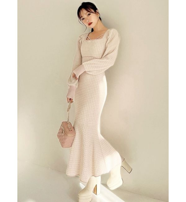 RESEXXY「バイカラーツイードマーメイドワンピース」|ワンピース|