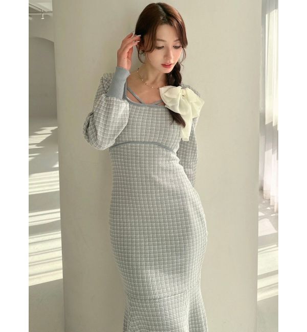 RESEXXY「バイカラーツイードマーメイドワンピース」|ワンピース|