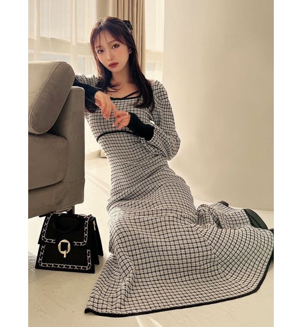 RESEXXY「バイカラーツイードマーメイドワンピース」|ワンピース|