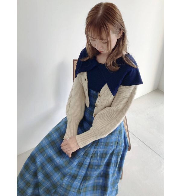 dazzlin「ケーブルラインショートカーディガン」|カーディガン|アイボリー