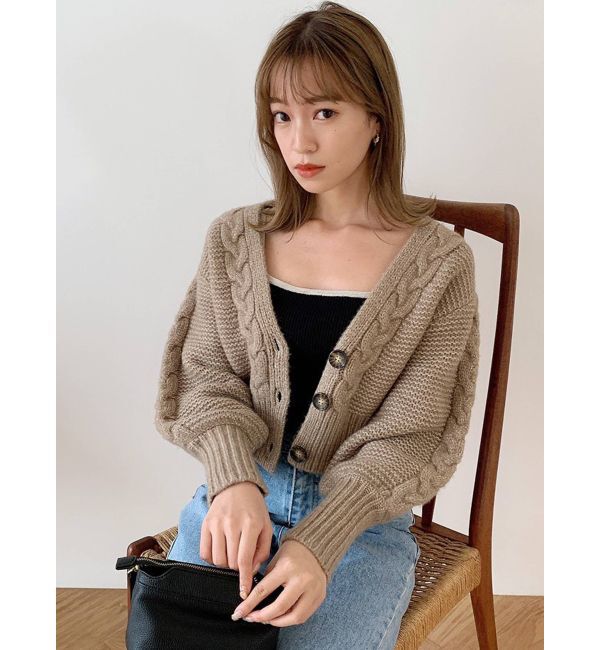 dazzlin「ケーブルラインショートカーディガン」|カーディガン|