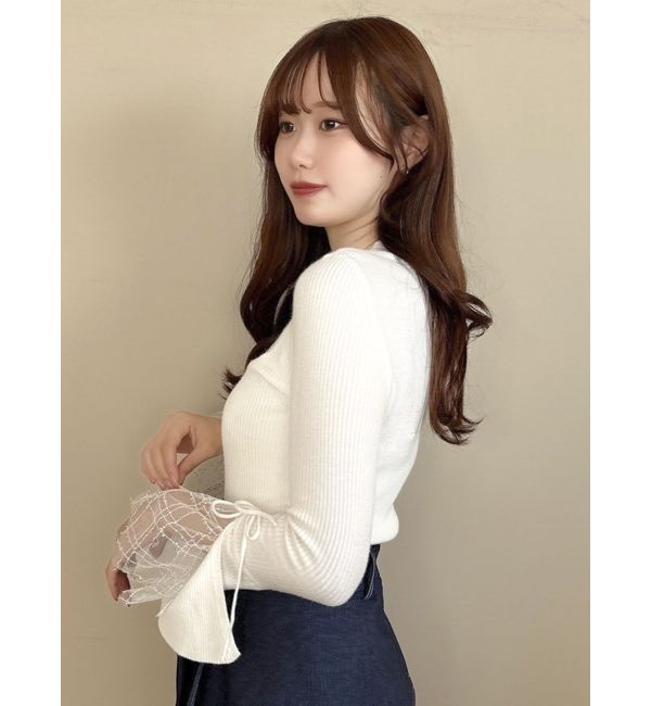 dazzlin「ヘムレースリブニットトップス」|ニット・セーター|