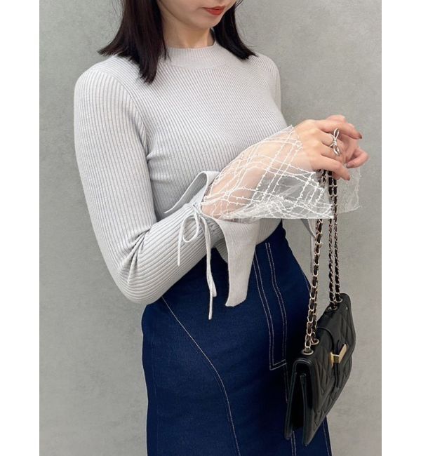 dazzlin「ヘムレースリブニットトップス」|ニット・セーター|グレー