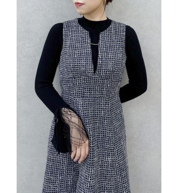 dazzlin「ヘムレースリブニットトップス」|ニット・セーター|ブラック