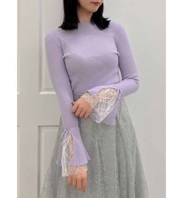 dazzlin「ヘムレースリブニットトップス」|ニット・セーター|パープル