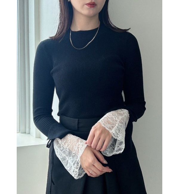 dazzlin「ヘムレースリブニットトップス」|ニット・セーター|ミックス