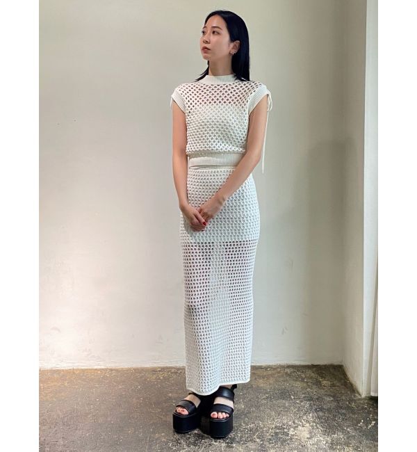 EMODA「【WEB限定】ポイントリボンクロシェトップ」|ニット・セーター|