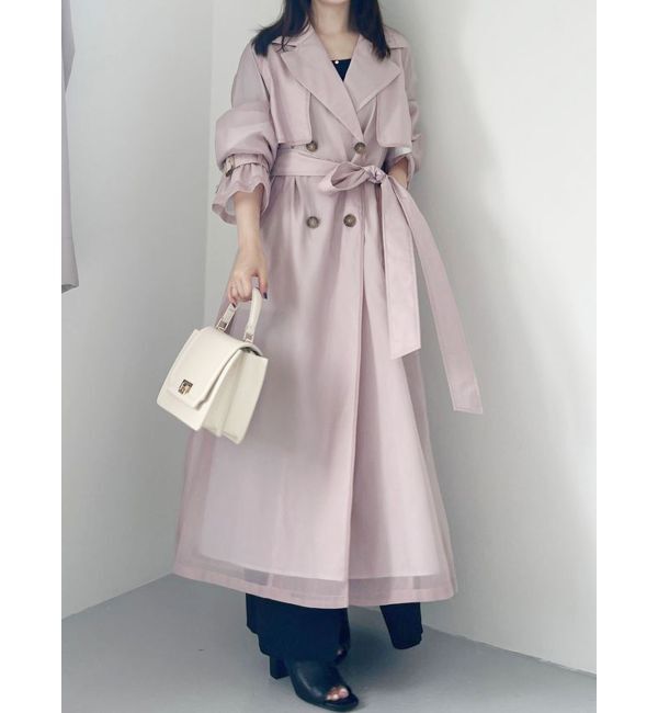 MERCURYDUO「シアートレンチ」|トレンチコート|ピンク