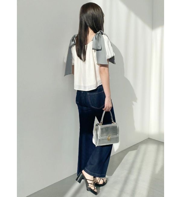 MERCURYDUO「バイカラーワンポイントパールストラップヒールサンダル」|サンダル|