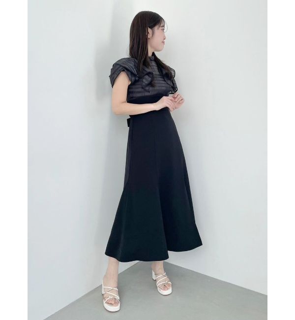 MERCURYDUO「バイカラーワンポイントパールストラップヒールサンダル」|サンダル|