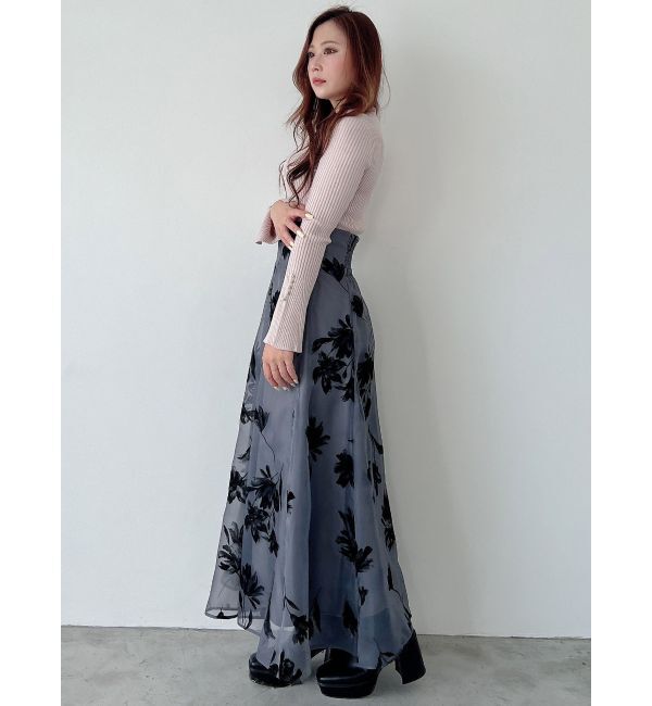 MERCURYDUO「パール付きフレアスリーブリブニット」|ニット・セーター|