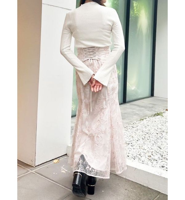 MERCURYDUO「パール付きフレアスリーブリブニット」|ニット・セーター|