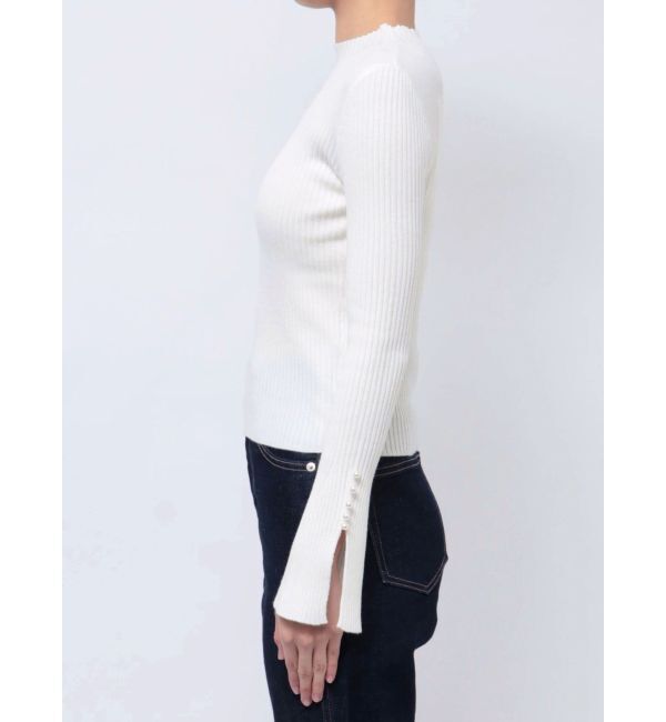 MERCURYDUO「パール付きフレアスリーブリブニット」|ニット・セーター|