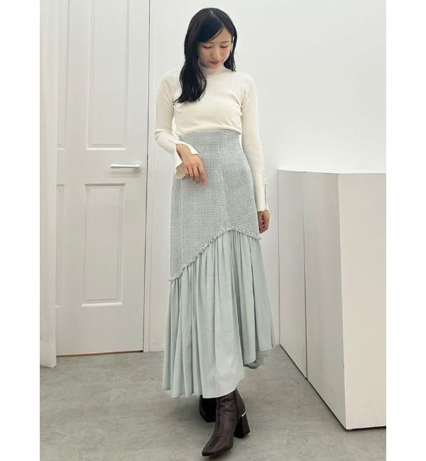 MERCURYDUO「パール付きフレアスリーブリブニット」|ニット・セーター|