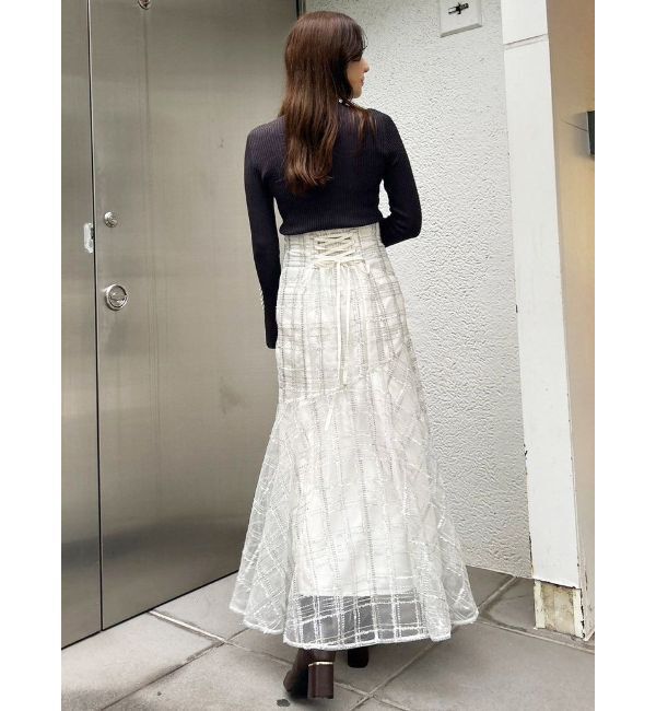 MERCURYDUO「パール付きフレアスリーブリブニット」|ニット・セーター|