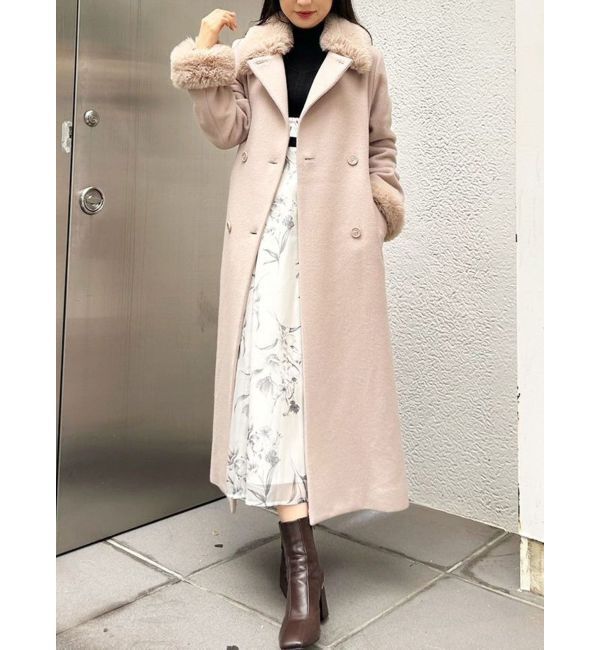 MERCURYDUO「ファー付ウールコート」|その他|ベージュ