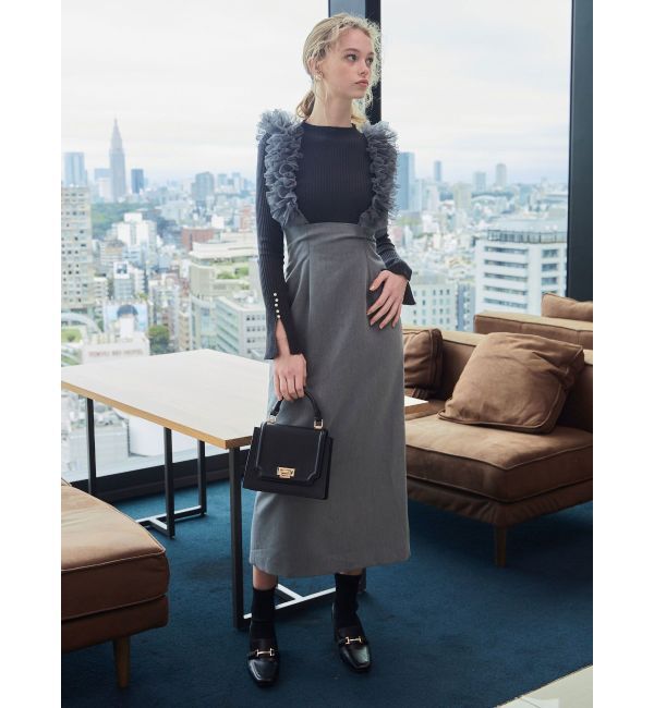 MERCURYDUO「チュールサスペンダーストレートスカート」|スカート|