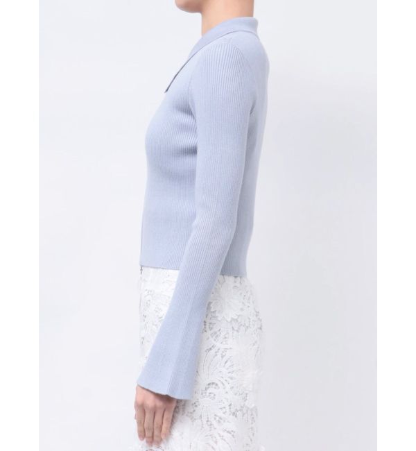 MERCURYDUO「ダブルZIP襟付きリブニット」|カーディガン|