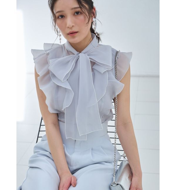 MERCURYDUO「オーガンジー配色メローブラウス」|シャツ・ブラウス|