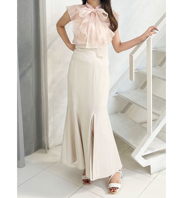 MERCURYDUO「オーガンジー配色メローブラウス」|シャツ・ブラウス|