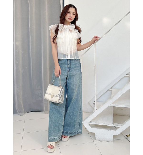 MERCURYDUO「オーガンジー配色メローブラウス」|シャツ・ブラウス|