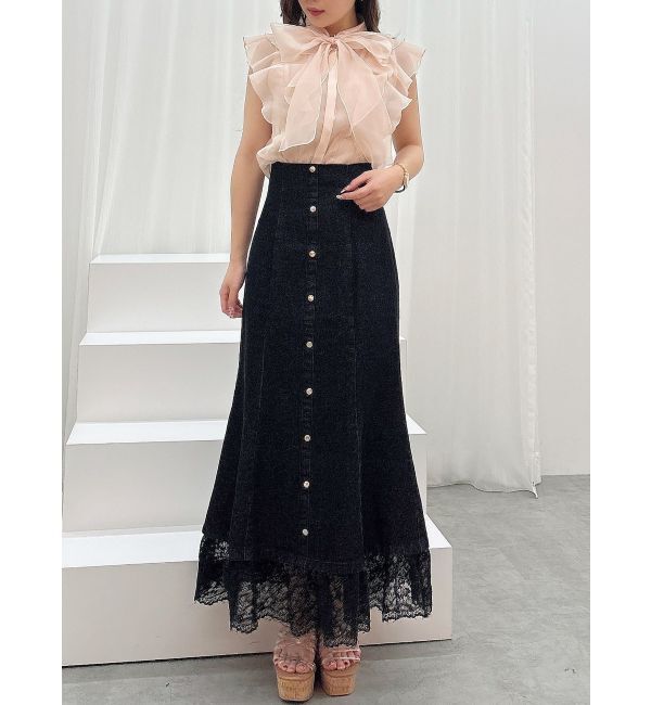 MERCURYDUO「オーガンジー配色メローブラウス」|シャツ・ブラウス|