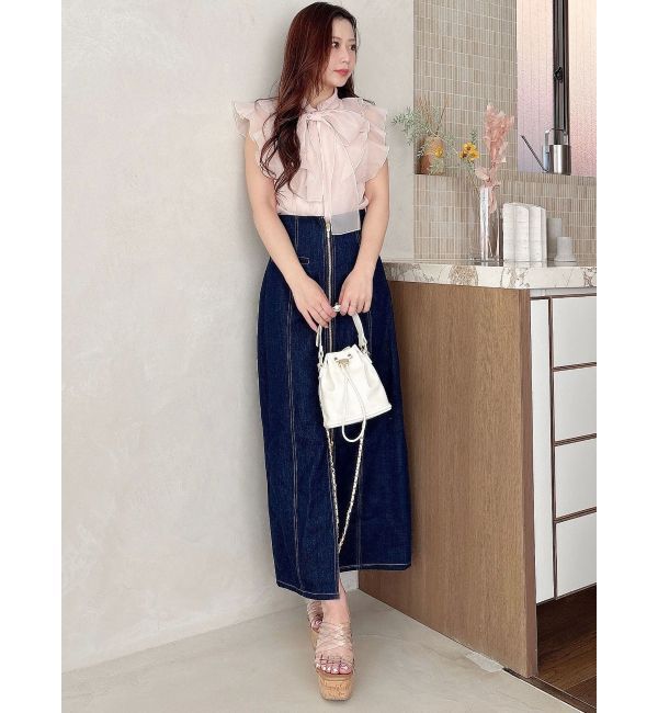 MERCURYDUO「オーガンジー配色メローブラウス」|シャツ・ブラウス|