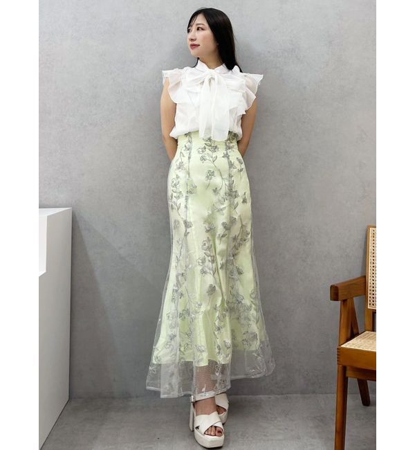 MERCURYDUO「オーガンジー配色メローブラウス」|シャツ・ブラウス|