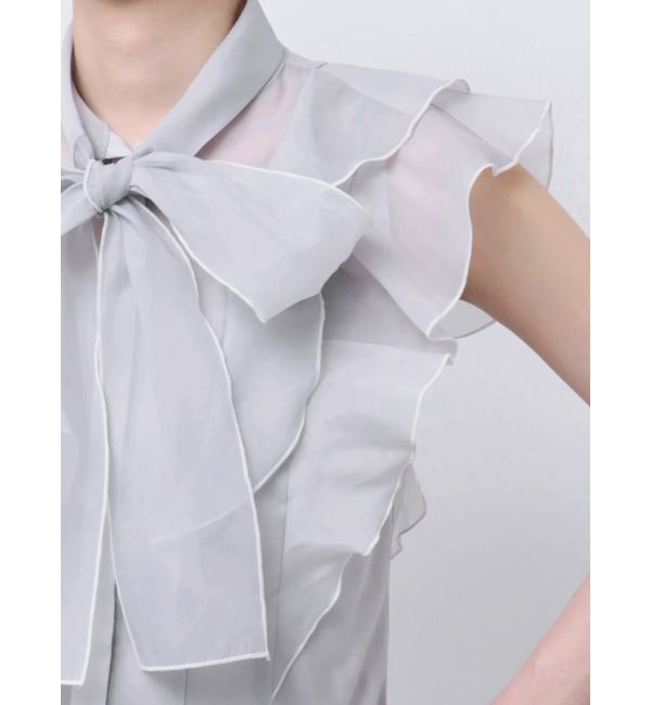 MERCURYDUO「オーガンジー配色メローブラウス」|シャツ・ブラウス|