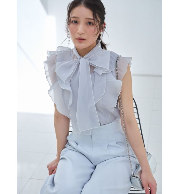 MERCURYDUO「オーガンジー配色メローブラウス」|シャツ・ブラウス|