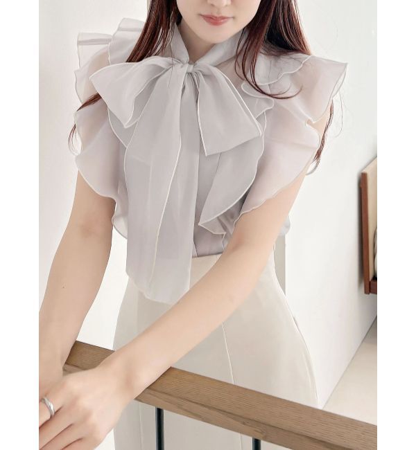 MERCURYDUO「オーガンジー配色メローブラウス」|シャツ・ブラウス|