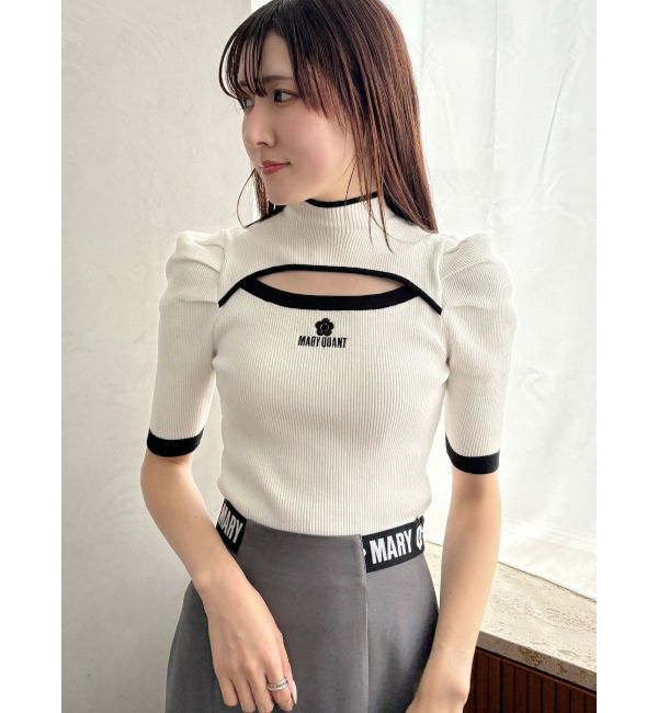 MERCURYDUO「【MARY QUANTコラボ】バイカラーカットアウトリブニット」|ニット・セーター|
